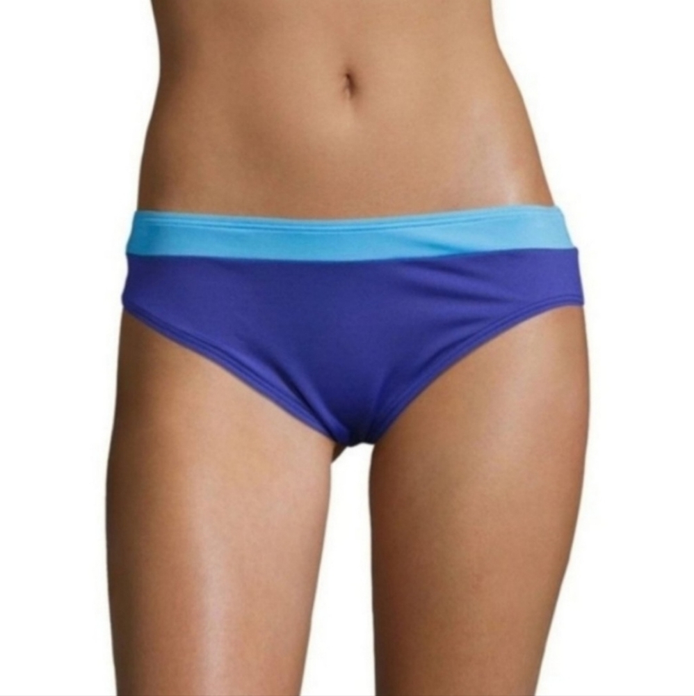 Kate Spade hipster bikini bottom size M blue colorblock NWT